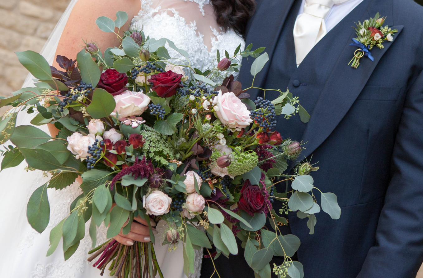 Bridal bouquet and matching buttonhole for a Lincolnshire wedding