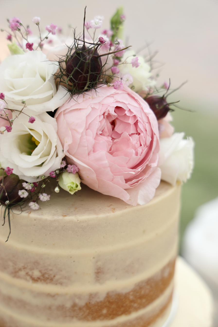 Peony cake detail, Lincolnshire wedding