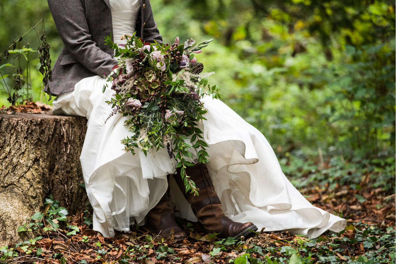 Natural woodland bridal bouquet, Lincolnshire wedding